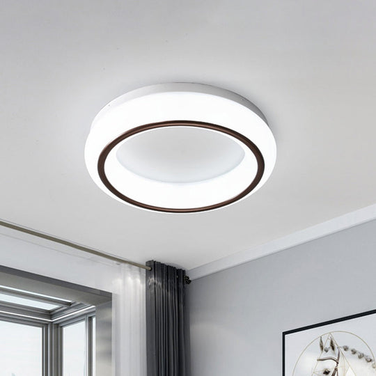 Stylish Hoop Acrylic LED Ceiling Lamp in Black & White for Bedroom