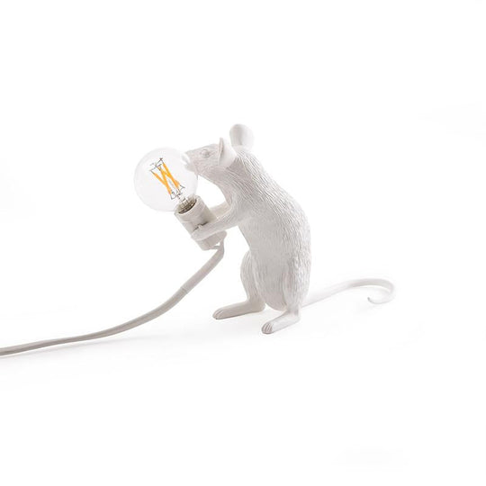 Nordic Style Resin Mouse Table Lamp With White Finish - 1 Head Restaurant Desk Lighting