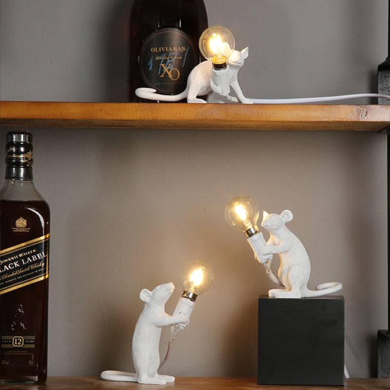 Nordic Style Resin Mouse Table Lamp With White Finish - 1 Head Restaurant Desk Lighting / A