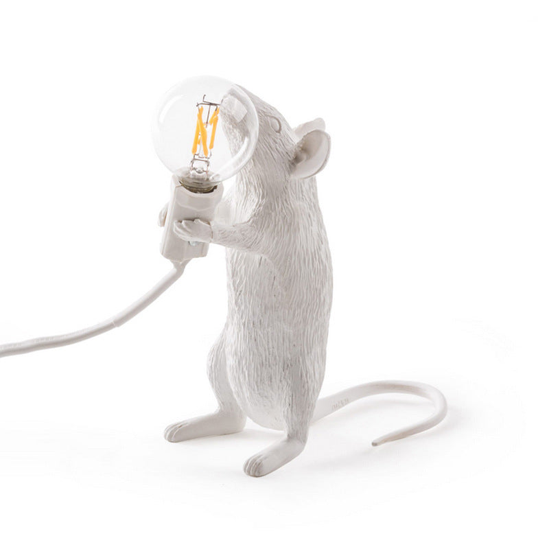 Nordic Style Resin Mouse Table Lamp With White Finish - 1 Head Restaurant Desk Lighting