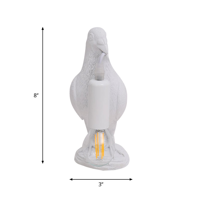 Nordic Style Bird Shaped Desk Light Resin Night Table Lamp In White/Black For Bedroom