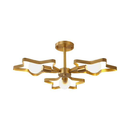 Kid Gold Pentagram Semi Flush Ceiling Light with Metal Frame - 3/4/5-Head Flushmount