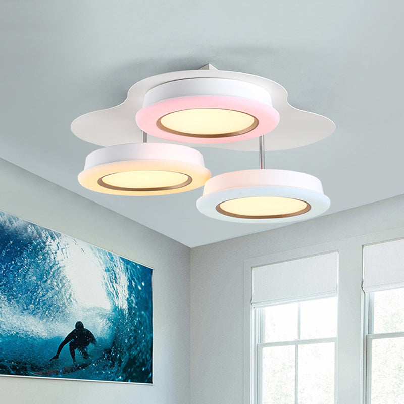 Bean Kids Room Ceiling Lamp - Macaron Style LED Flush Mount Light Fixture (Warm/White Light)