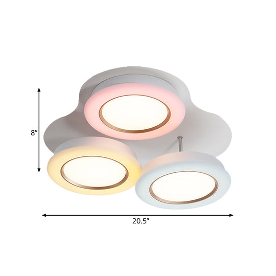 Bean Kids Room Ceiling Lamp - Macaron Style LED Flush Mount Light Fixture (Warm/White Light)