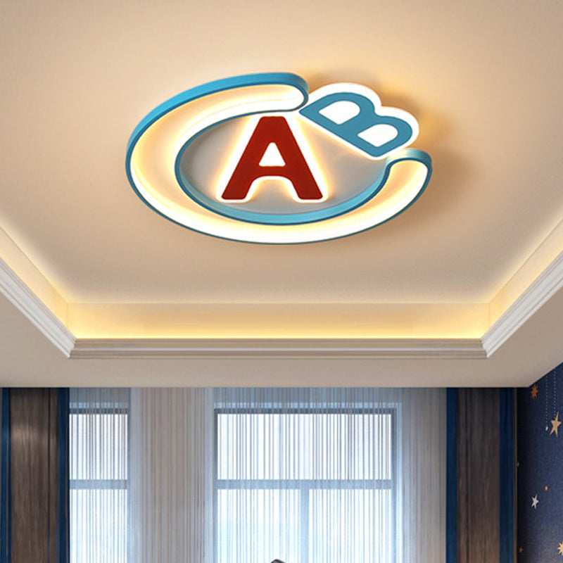 Super Thin English Letter LED Flush Mount Lighting for Kids' Bedroom - Blue, Warm/White Light