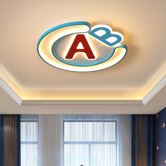 Super Thin English Letter LED Flush Mount Lighting for Kids' Bedroom - Blue, Warm/White Light