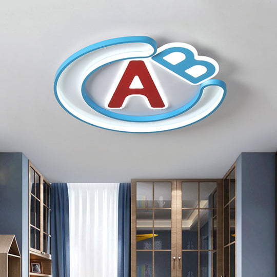 Super Thin English Letter LED Flush Mount Lighting for Kids' Bedroom - Blue, Warm/White Light