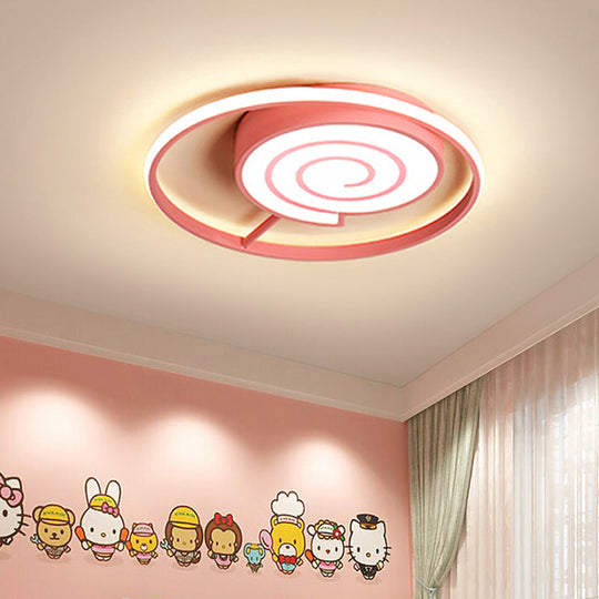 Kids Lolly Candy Pink LED Flush-Mount Ceiling Light for Children's Rooms