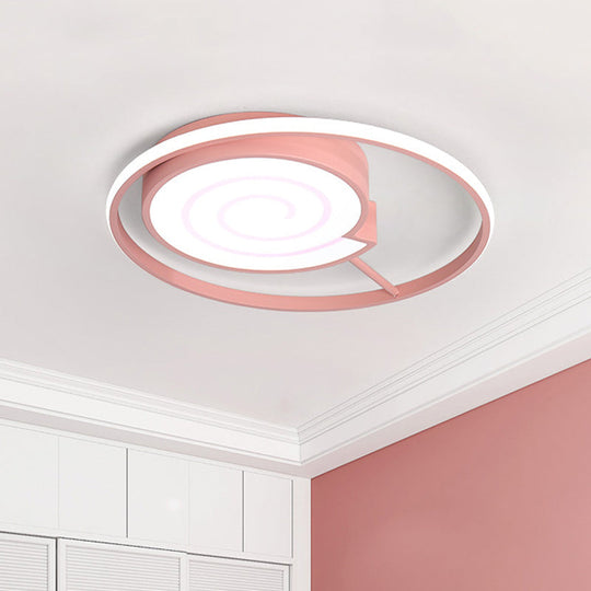 Kids Lolly Candy Pink LED Flush-Mount Ceiling Light for Children's Rooms