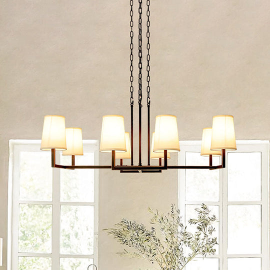 Classic White Hanging Chandelier With 6 Bulbs For Living Room Lighting