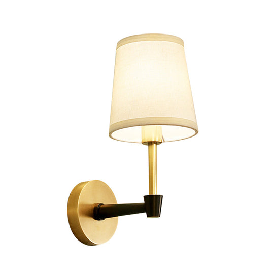 Classic Tapered Wall Mount Light Fixture - Half-Bulb Fabric Sconce In Black