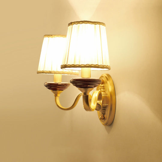 Brass Finish Fabric Wall Mounted Lamp | Traditional Light Sconce For Dining Room 1/2-Bulb