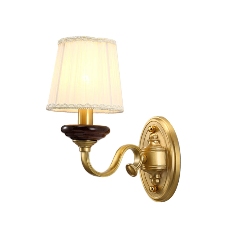 Brass Finish Fabric Wall Mounted Lamp | Traditional Light Sconce For Dining Room 1/2-Bulb