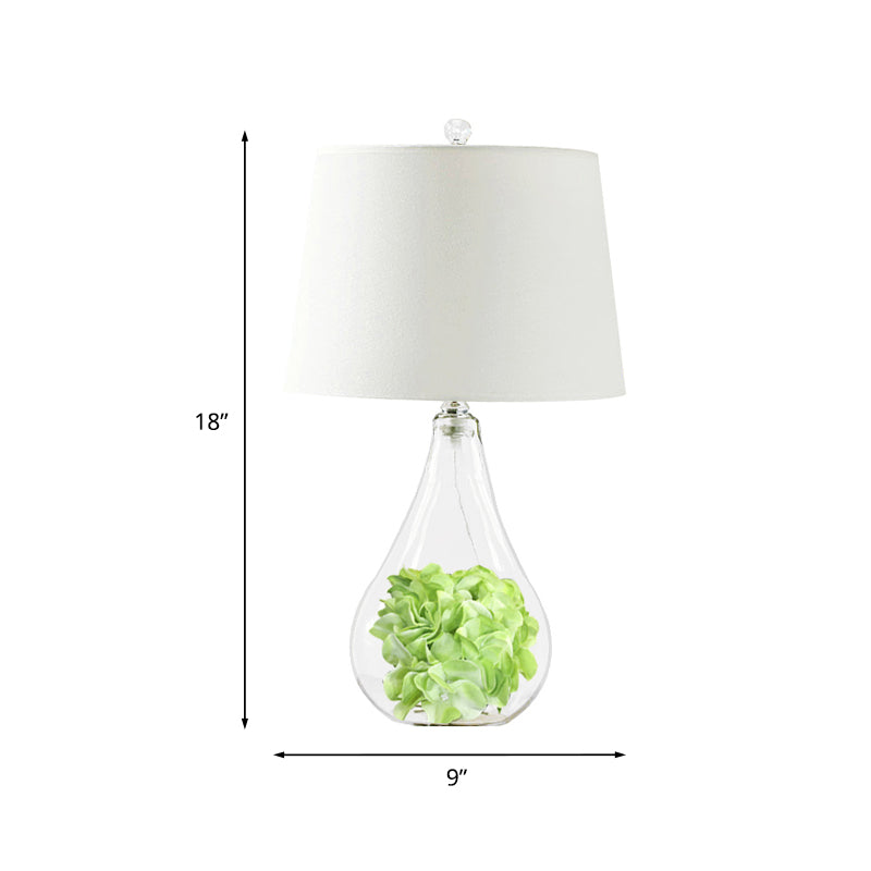 Glass Bulb Night Light With Country Style And Green Plant Decor For Bedroom