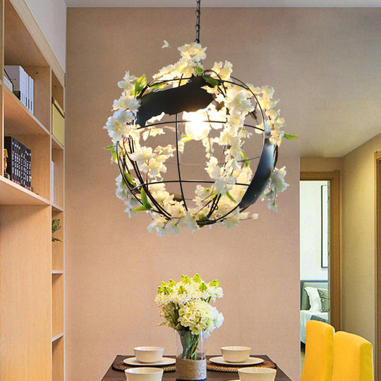 Metal Dining Room Pendant Light With White/Pink Tellurion Shade