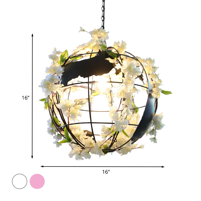 White/Pink Metal Pendant Dining Room Light with Tellurion Shade