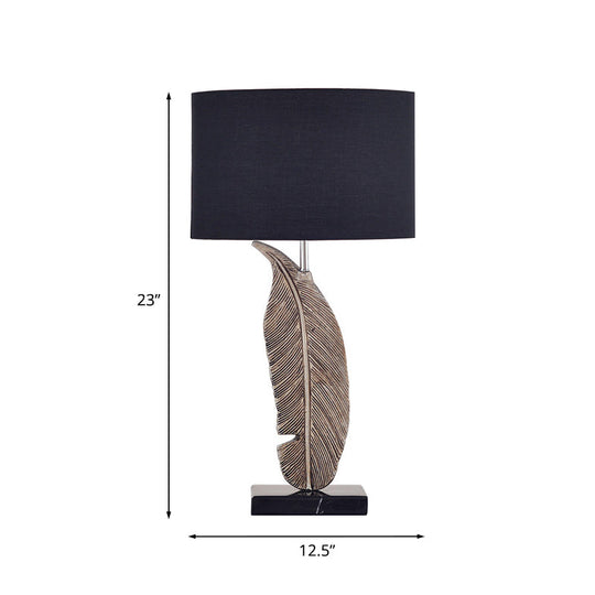 Feather Base Nightstand Lamp In Black With Classic Drum Shade For A Cozy Bedside Ambiance