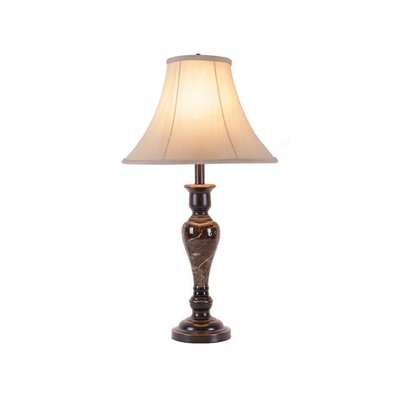 Fabric Table Lamp: 1-Light Traditional White Bell Shade With Urn Base Perfect For Living Room Night