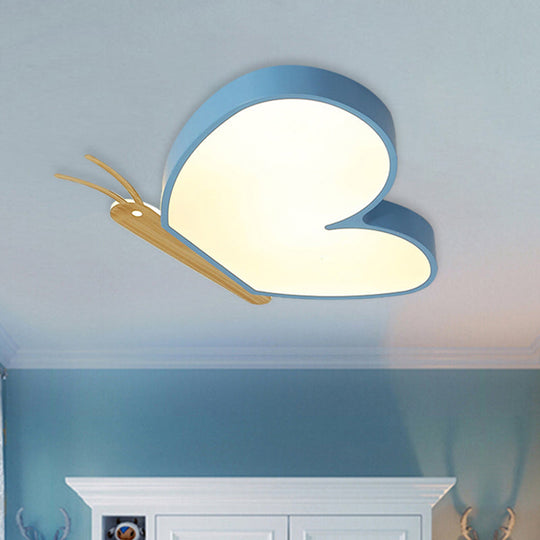 Children's LED Ceiling Butterfly Light with Acrylic Shade - Blue/Pink/White