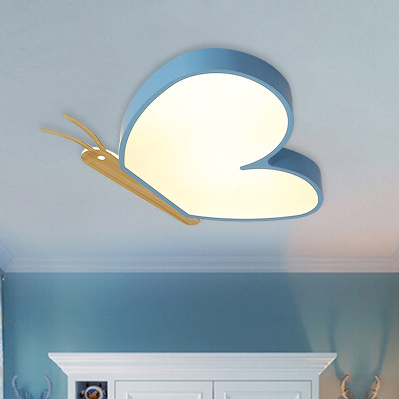 Childrens Led Ceiling Butterfly Light With Acrylic Shade - Blue/Pink/White Blue