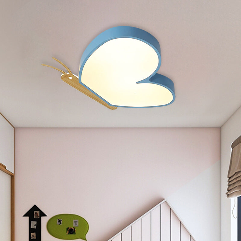 Children's LED Ceiling Butterfly Light with Acrylic Shade - Blue/Pink/White