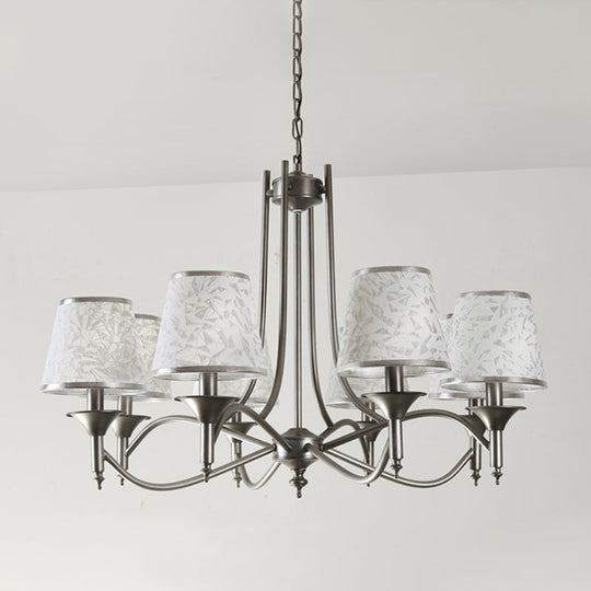 Twisted Arm Chandelier 8 Bulbs Pendant Light Kit - Traditional Metallic Design In Silver/Blue/White