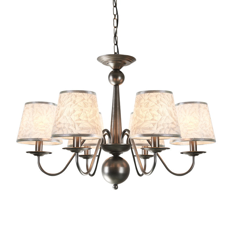 Silver/Blue/White Metal Hanging Light With Curving Arm - Rustic Pendant Chandelier (6 Lights) And