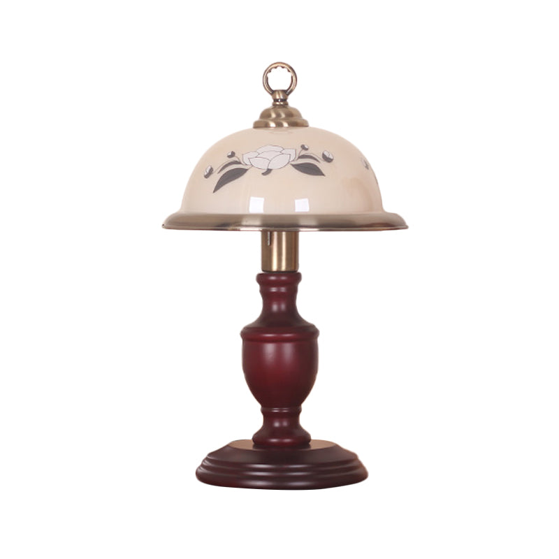 Rustic Frosted Glass Table Light Countryside Lamp With Urn Base - Red Brown