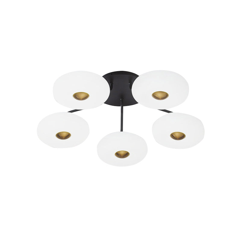 Modern LED Flush Ceiling Light with Donut Semi Mount Design - Black-White Acrylic for Stylish Sitting Room Lighting