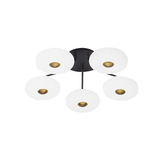 Modern LED Flush Ceiling Light with Donut Semi Mount Design - Black-White Acrylic for Stylish Sitting Room Lighting