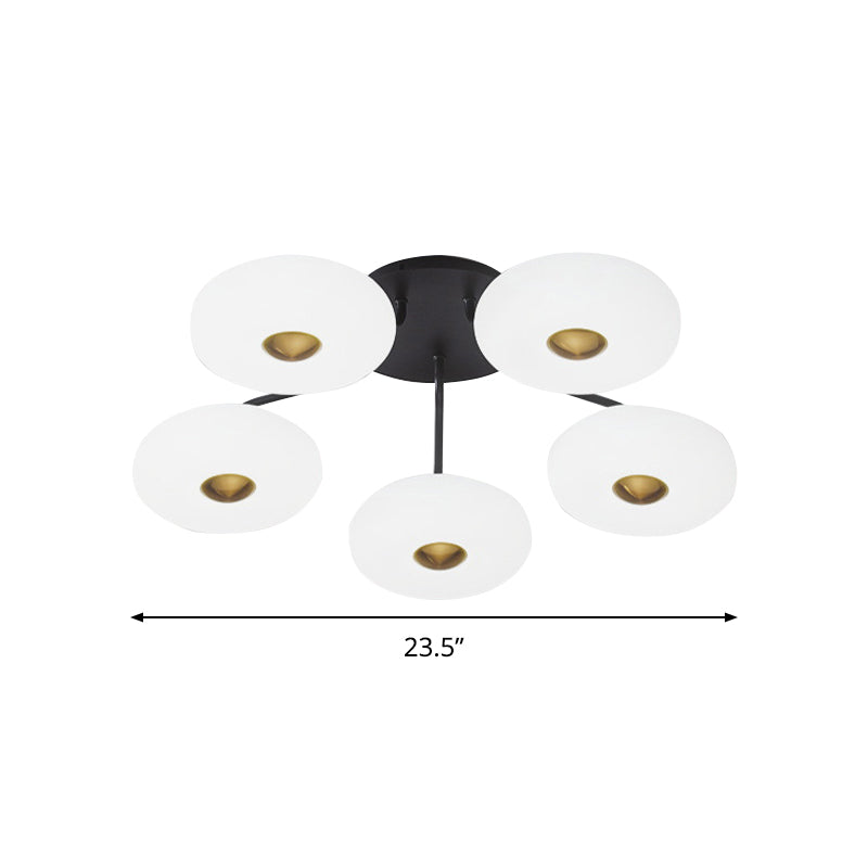 Modern LED Flush Ceiling Light with Donut Semi Mount Design - Black-White Acrylic for Stylish Sitting Room Lighting