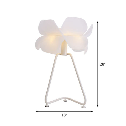 Modernist White Petal Night Lamp With Wire Pedestal - 2-Layer Design Acrylic Table Light 1 Bulb