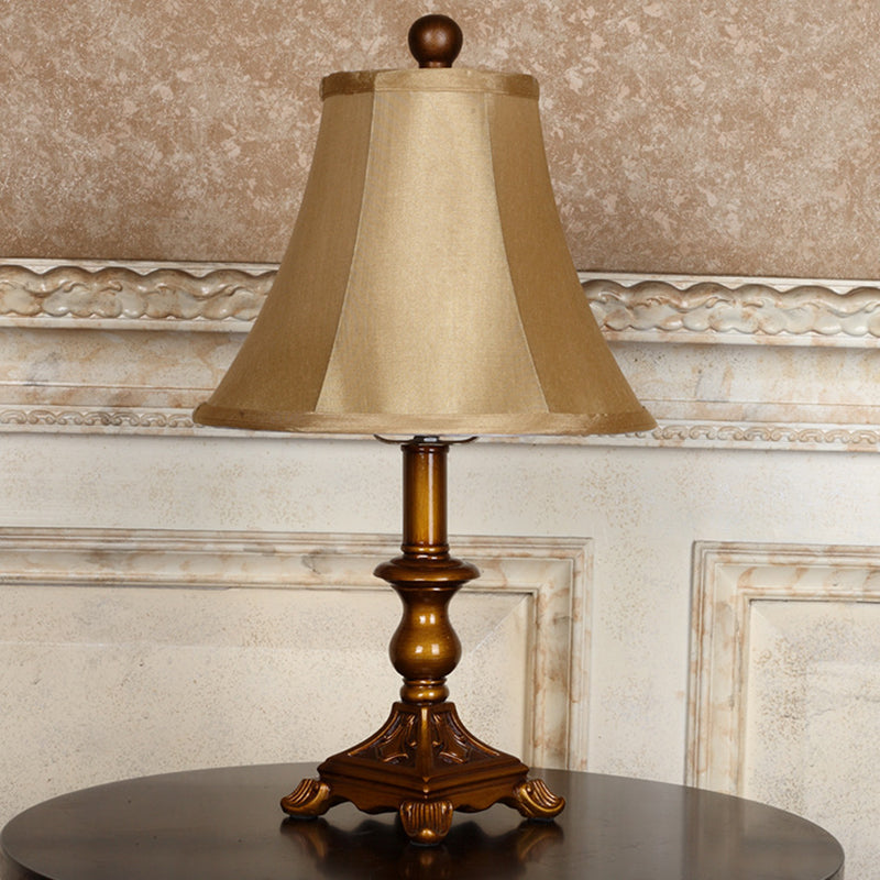 Traditional Khaki Flare Nightstand Lamp - Single-Bulb Table Light