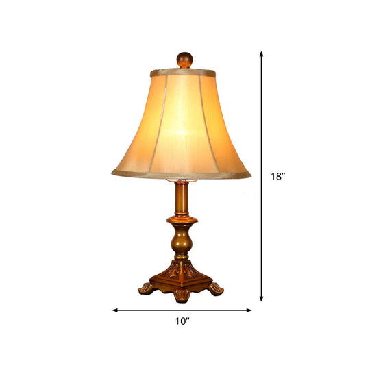 Traditional Khaki Flare Nightstand Lamp - Single-Bulb Table Light