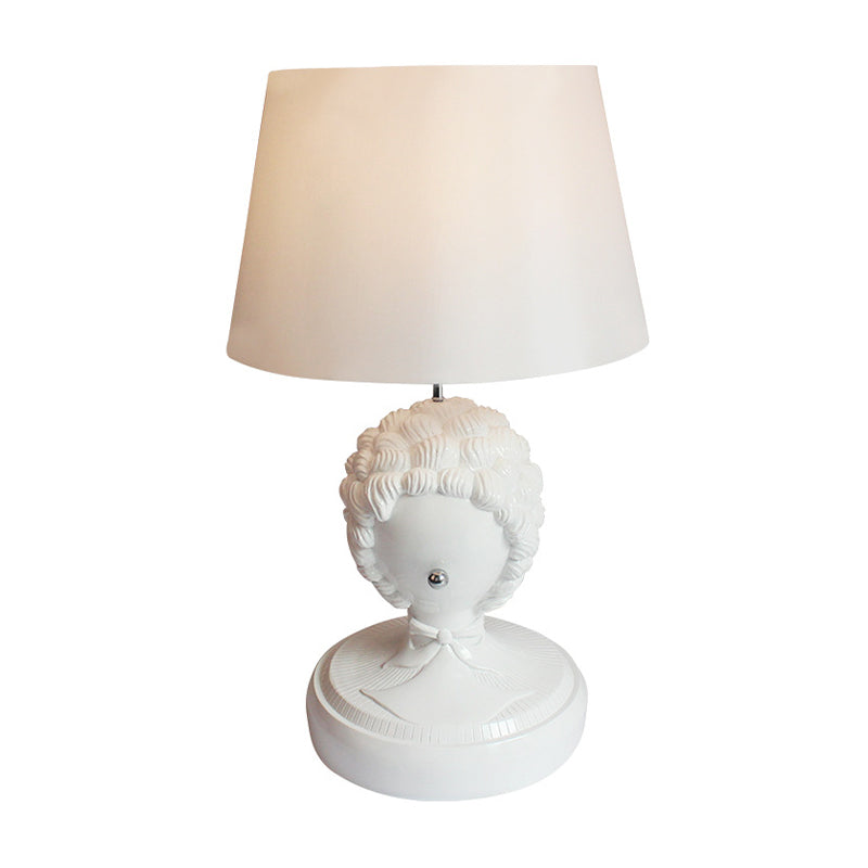 Vintage Resin Roman Statue Table Lamp With White Bulb And Fabric Lampshade