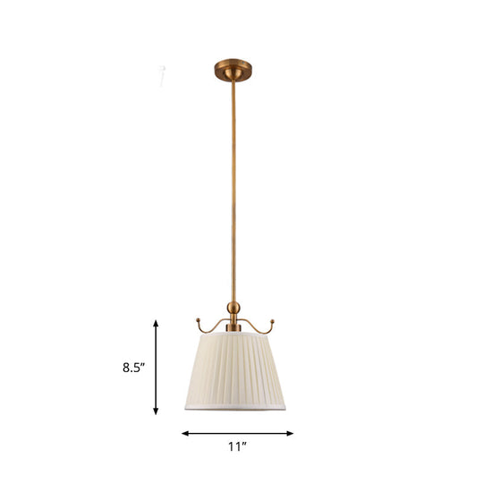 White Pleated Lampshade Pendant Light - Countryside Style For Bedroom