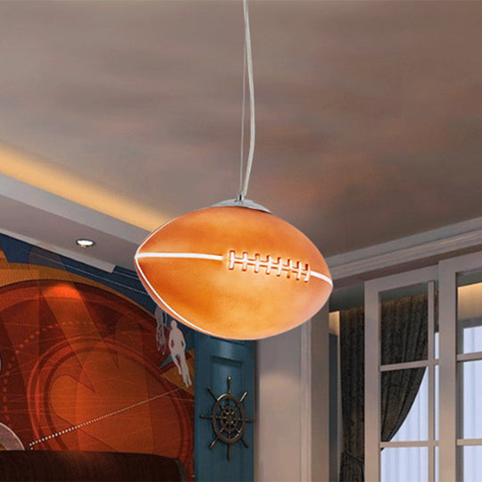 Brown Glass Rugby Pendant Light - Ideal For Kids Bedroom Ceiling Fixture