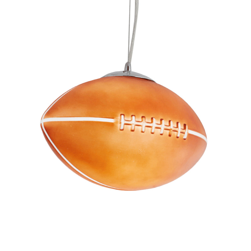 Brown Glass Rugby Pendant Light - Ideal For Kids Bedroom Ceiling Fixture