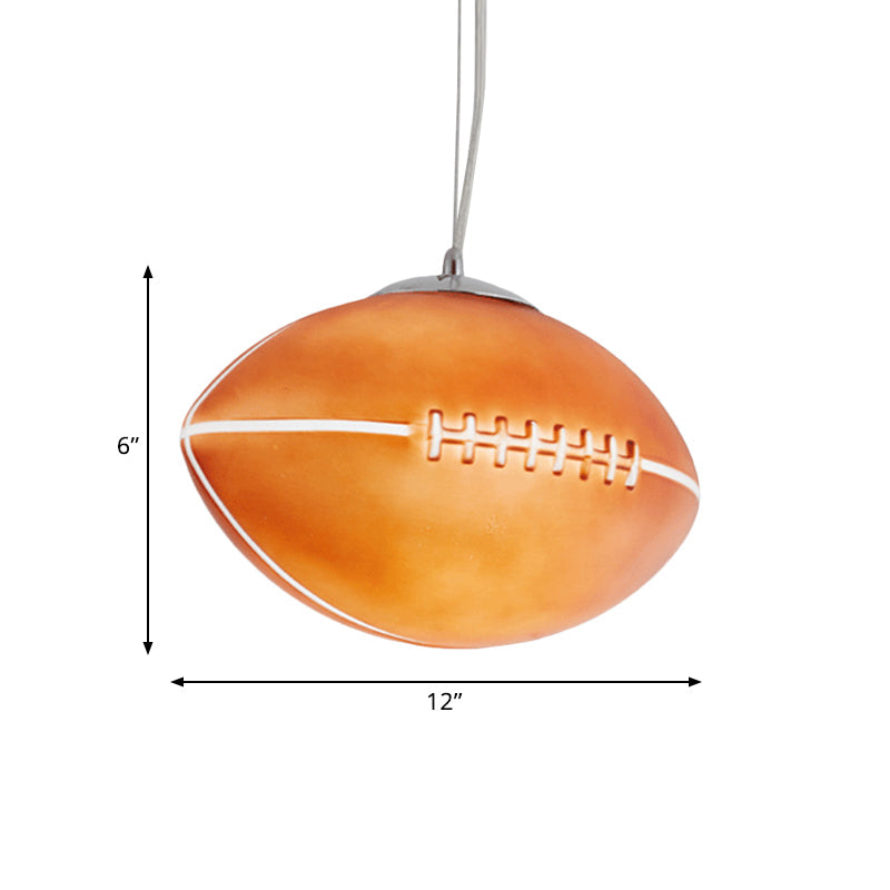 Brown Glass Rugby Pendant Light - Ideal For Kids Bedroom Ceiling Fixture