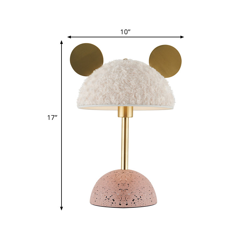 Villus Domed Macaron Nightstand Light - White 1 Head Table Lamp With Pink Marble Base