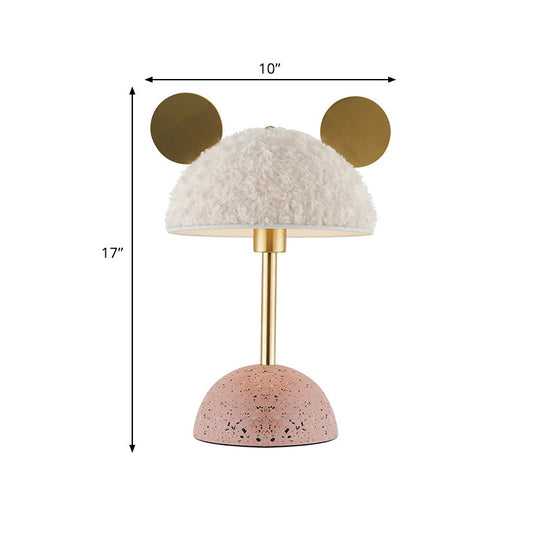 Villus Domed Macaron Nightstand Light - White 1 Head Table Lamp With Pink Marble Base