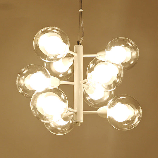 Modern Translucent Glass Double Bubble Chandelier With 9 Bulbs.