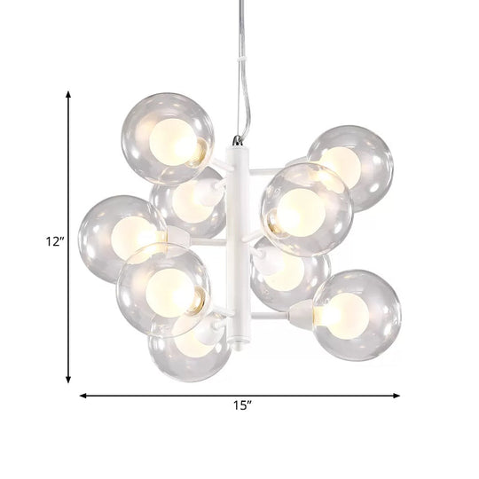 Modernist Double Bubble Chandelier - White | 9 Bulbs | Translucent Glass Suspension Pendant