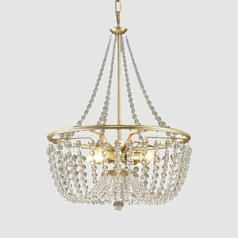 Modern 4 Head Ceiling Chandelier With Crystal Shade In Gold: Ideal Living Room Hanging Light Kit