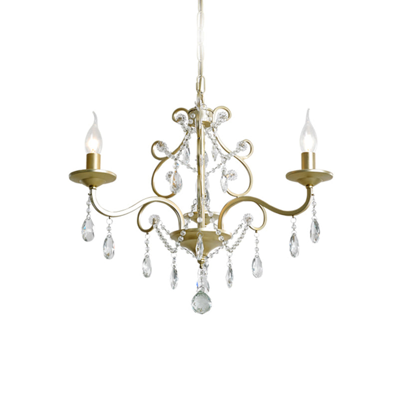 Contemporary Metal Gold Chandelier with Crystal Accents - 3/6-Bulb Pendant