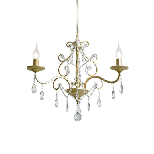 Contemporary Metal Gold Chandelier with Crystal Accents - 3/6-Bulb Pendant