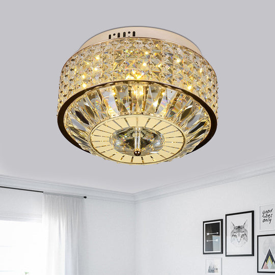 12"/16" Wide LED Crystal Flush Light Fixture in Gold for Modern Bedroom Ceiling Mount