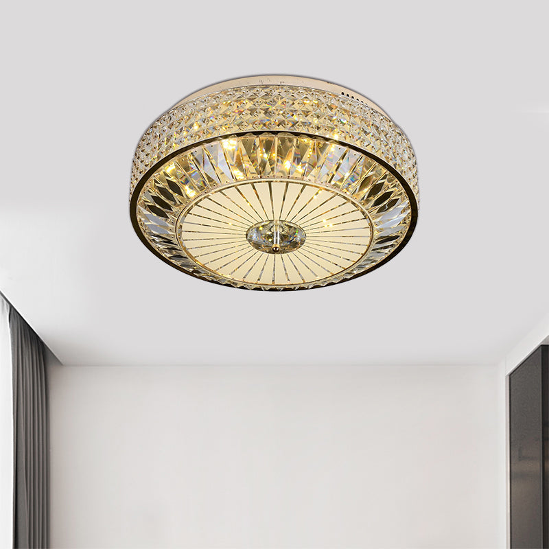 12"/16" Wide LED Crystal Flush Light Fixture in Gold for Modern Bedroom Ceiling Mount