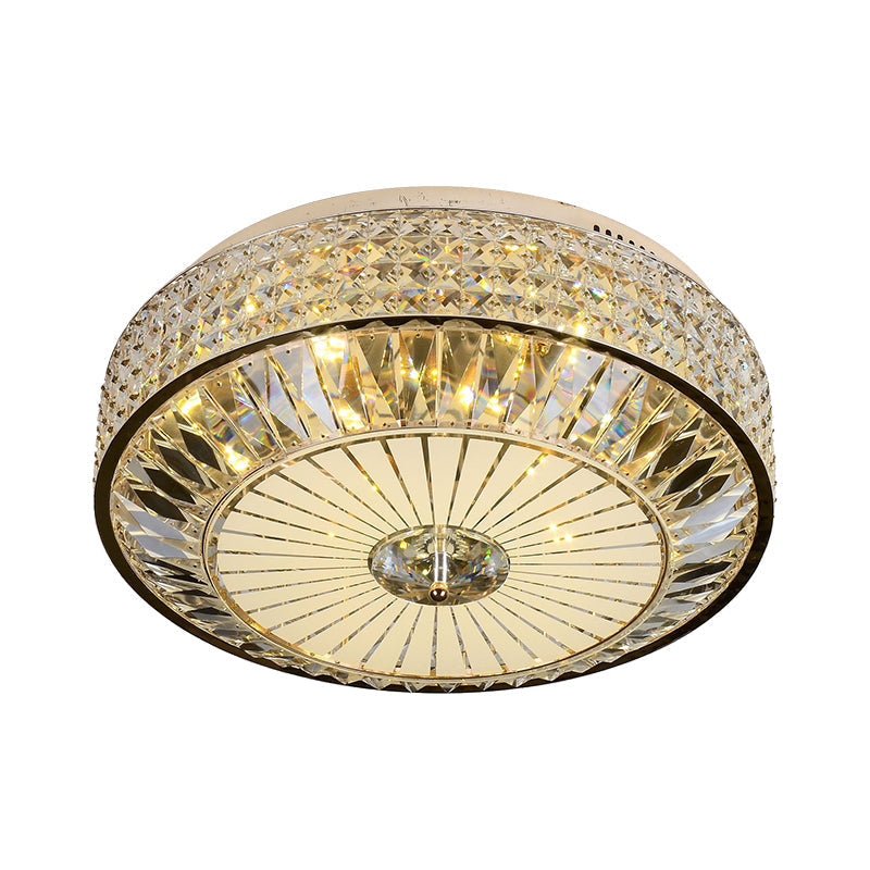 12"/16" Wide LED Crystal Flush Light Fixture in Gold for Modern Bedroom Ceiling Mount