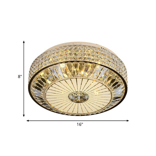 12"/16" Wide LED Crystal Flush Light Fixture in Gold for Modern Bedroom Ceiling Mount